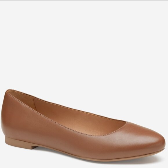 NEW JOHNSTON AND MURPHY Leather Delanie Ballet Flats cogonac for women 725 3j7 - Picture 2 of 7